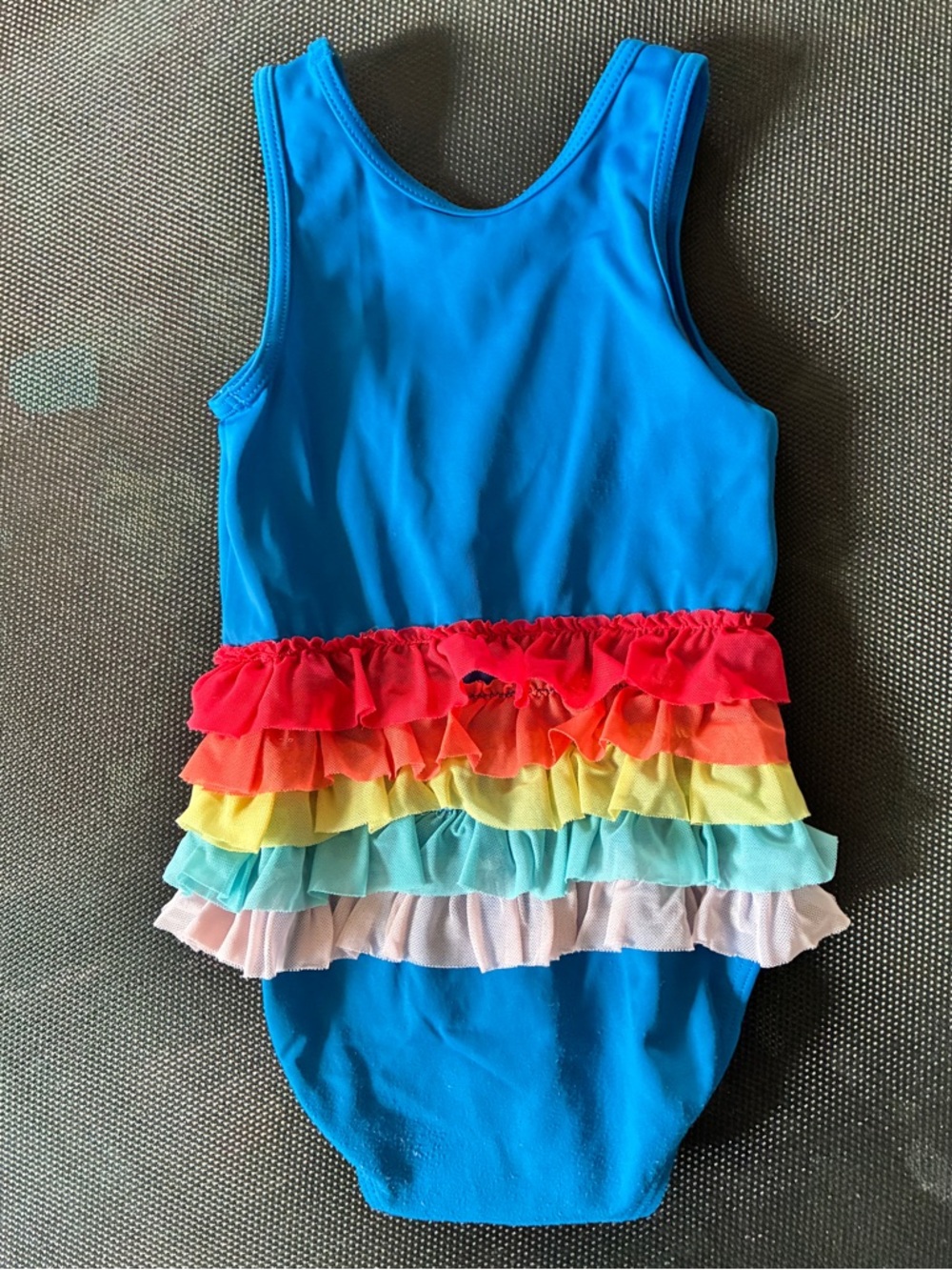 Hanna Andersson Bright Blue Girls' One-Piece Swimsuit with Ruffle tutu